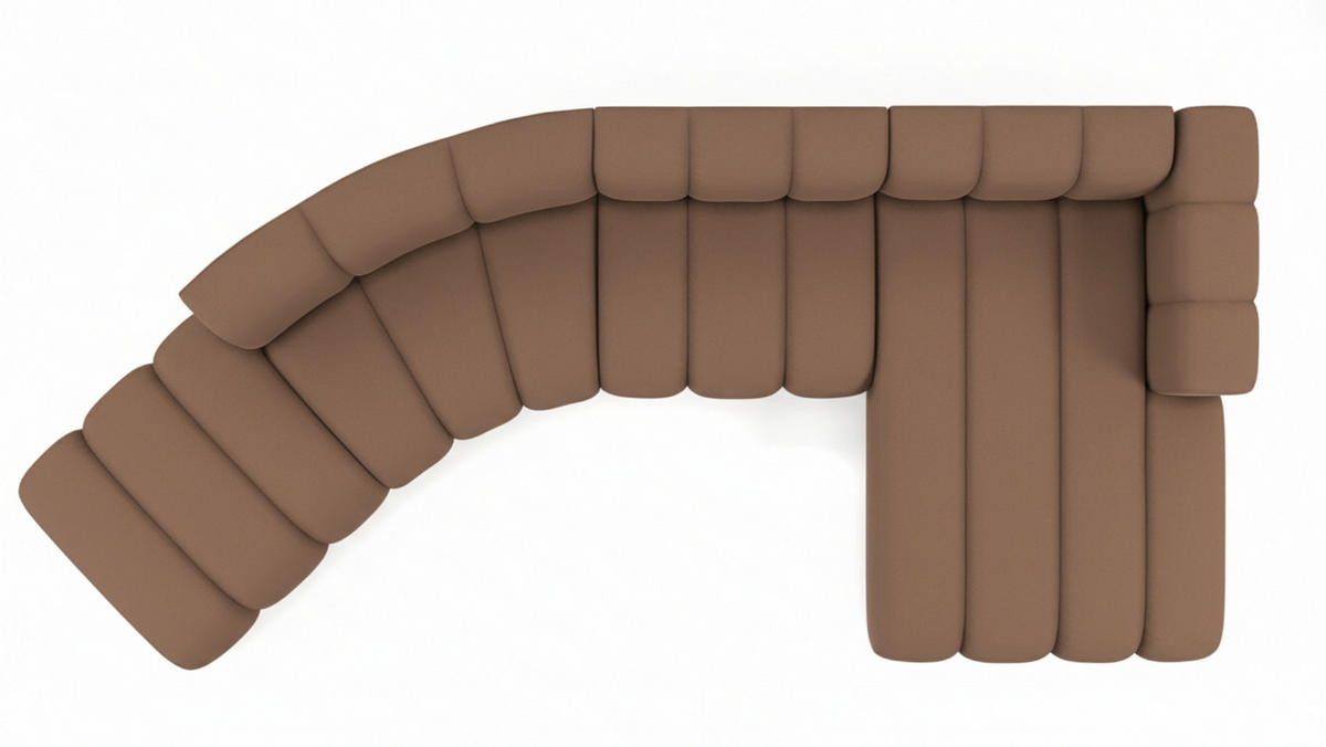 ECKSOFA L-Form GRAND Round, Stoff Salvador, Dunkelbraun, Rechts - Dunkelbraun, Holz (445/179cm) - Kaiser Möbel