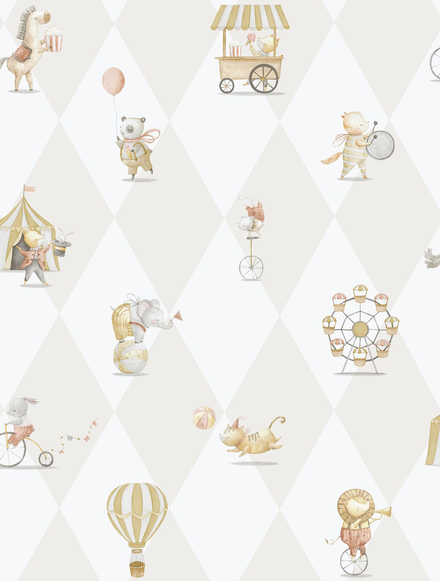 TAPETE Zirkus 53 cm x 10.05 m - Beige, Papier (53/0.1cm) - Sanders & Sanders