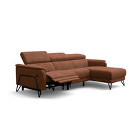 ECKSOFA RODEN 4-Sitzer mit Relax, braun, Veloursstoff - Braun, Holz/Textil (268/92cm) - Wozimo