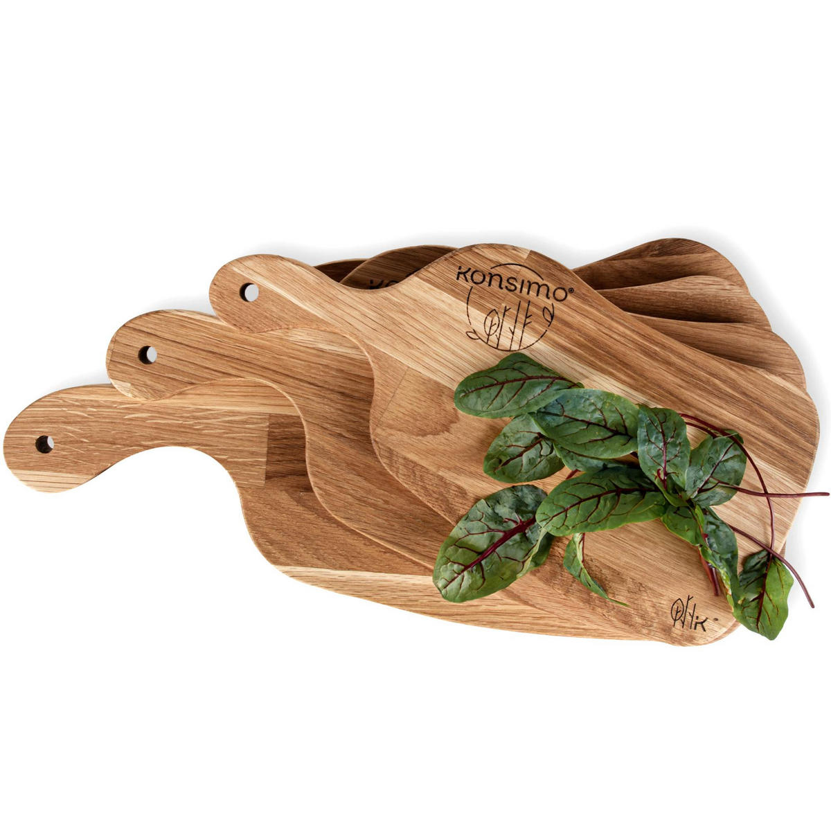 SCHNEIDEBRETT Holz Eiche geölt LIVO 3-tlg - Eichefarben, Holz (21/49cm) - KONSIMO®