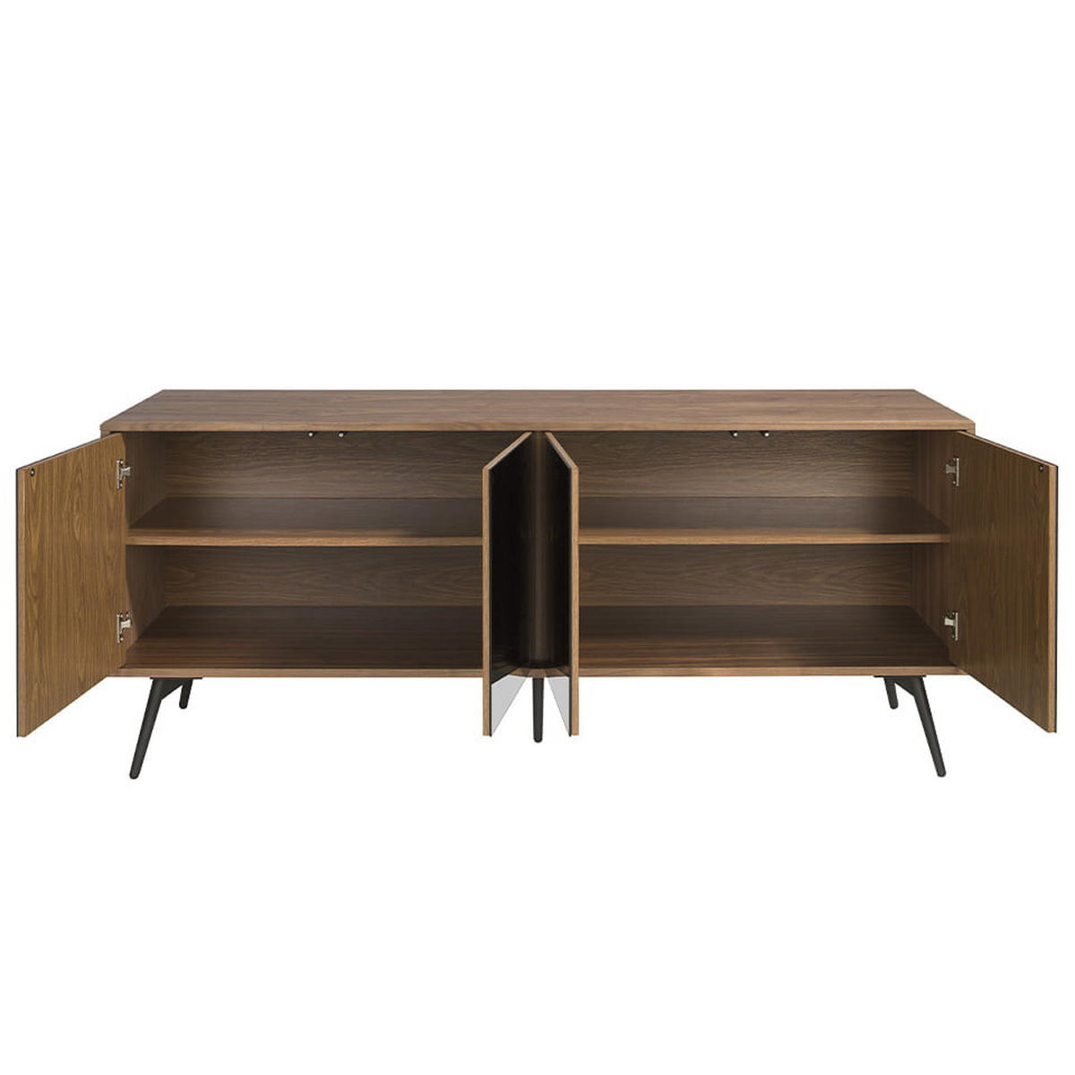 SIDEBOARD Walnuss Schwarz 180/50/76 cm - Walnussfarben/Schwarz, Holz (180/76/50cm) - ANGEL CERDA