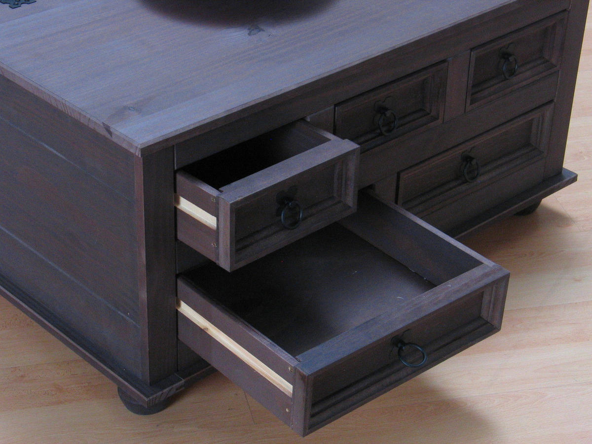 COUCHTISCH mit 5 Schubladen - Braun, Holz (92/92/45cm) - ebuy24