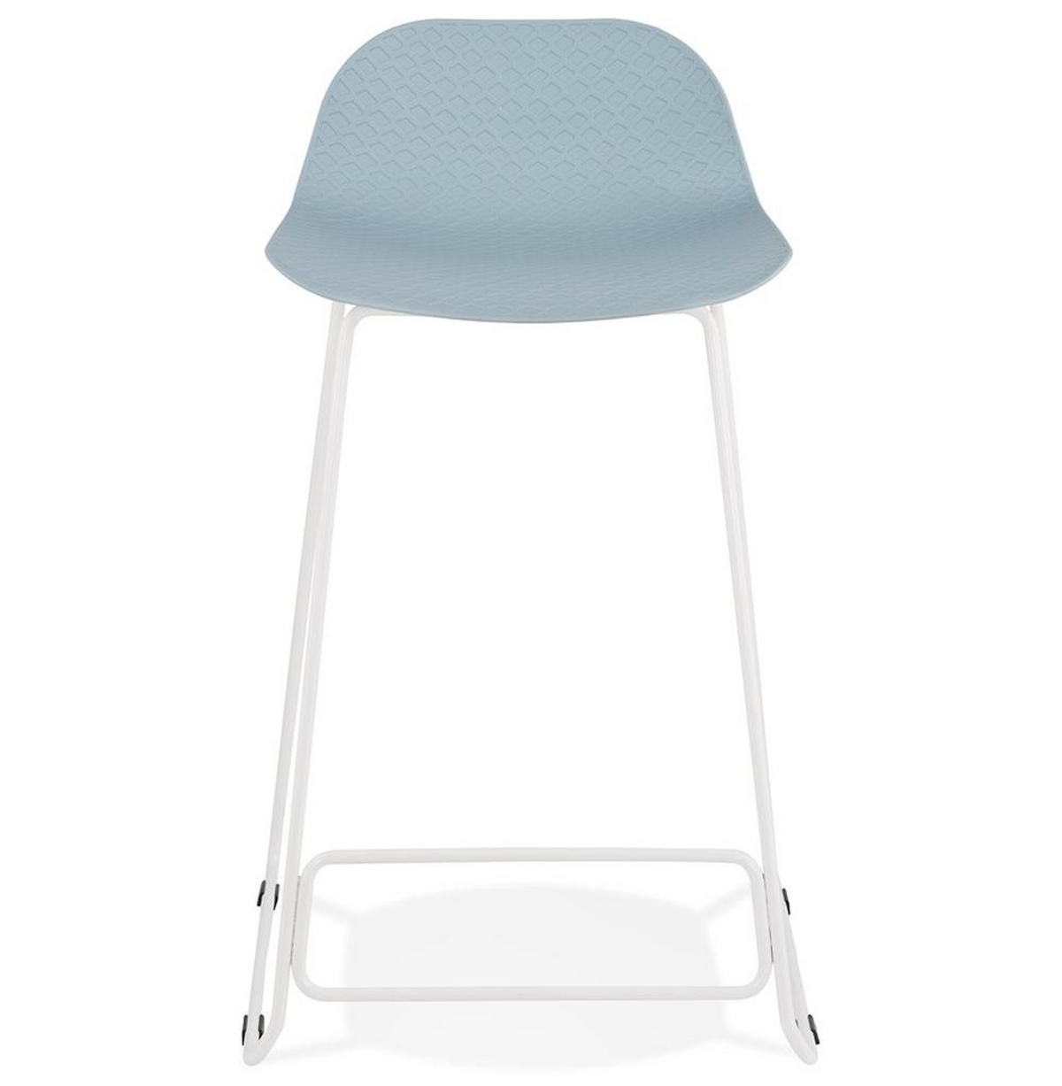 SITZHOCKER Kunststoff Metallgestell Sitzhöhe 66cm Industriedesign JORALI MINI, Blau-Weiß 48x53x85 cm - Blau/Weiß, Kunststoff/Metall (48/85/53cm) - KADIMA DESIGN