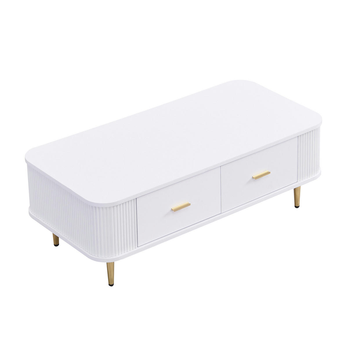 COUCHTISCH 105/51/38 cm Weiß aus MDF mit 4 Schubladen - Weiß, Holzwerkstoff (105/51/38cm) - OKMYHOME