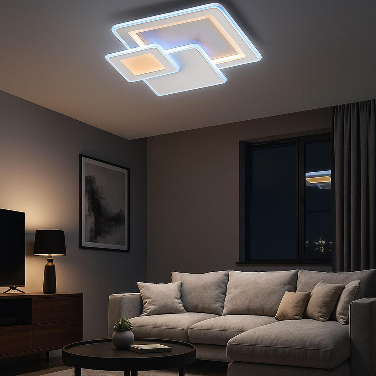 LED DECKENLEUCHTE MOLA Weiß Metall - Weiß, Metall (48/48/7.5cm) - Wofi