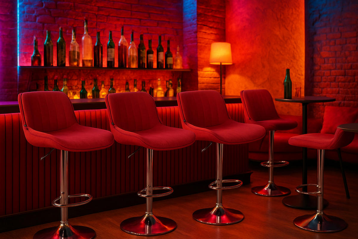 BARHOCKER Lento Gestell Metall in Chromoptik Stoff Rot - Chromfarben/Rot, Textil/Metall (50/108/50cm) - TPFLiving