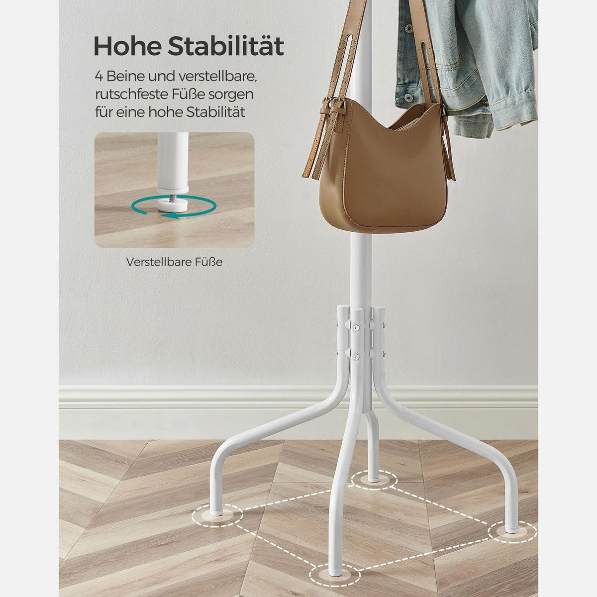 GARDEROBENSTÄNDER COLOGNE - Weiß, Metall (55/55/180cm) - Hansiro