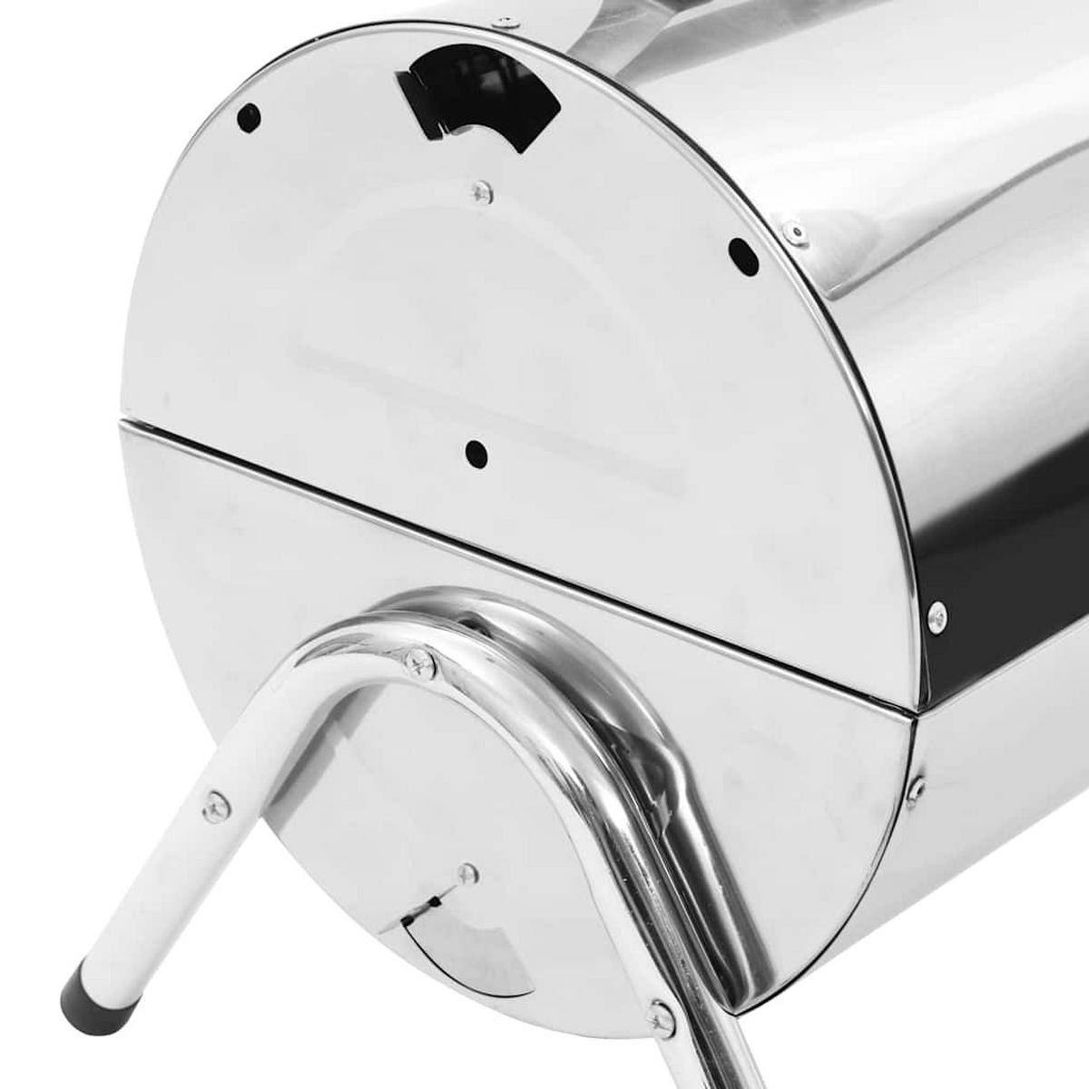 HOLZKOHLEGRILL Tragbarer Tischgrill Edelstahl Doppelrost - Silberfarben, Metall (30/36.8/42cm) - vidaXL