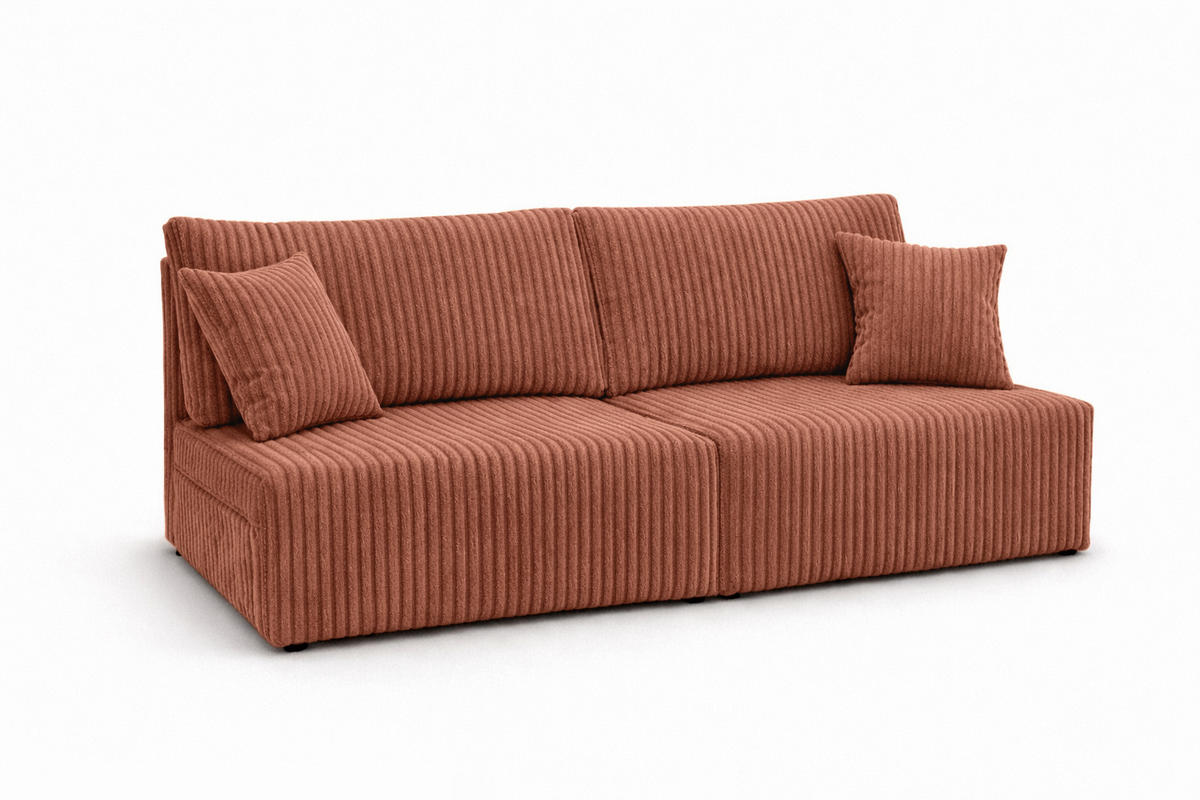 SOFA Mit Schlaffunktion Und Bettkasten, Cordstoff Tilia, Kupfer, BEST MINI - Orange, Holz (200/83/98cm) - Kaiser Möbel