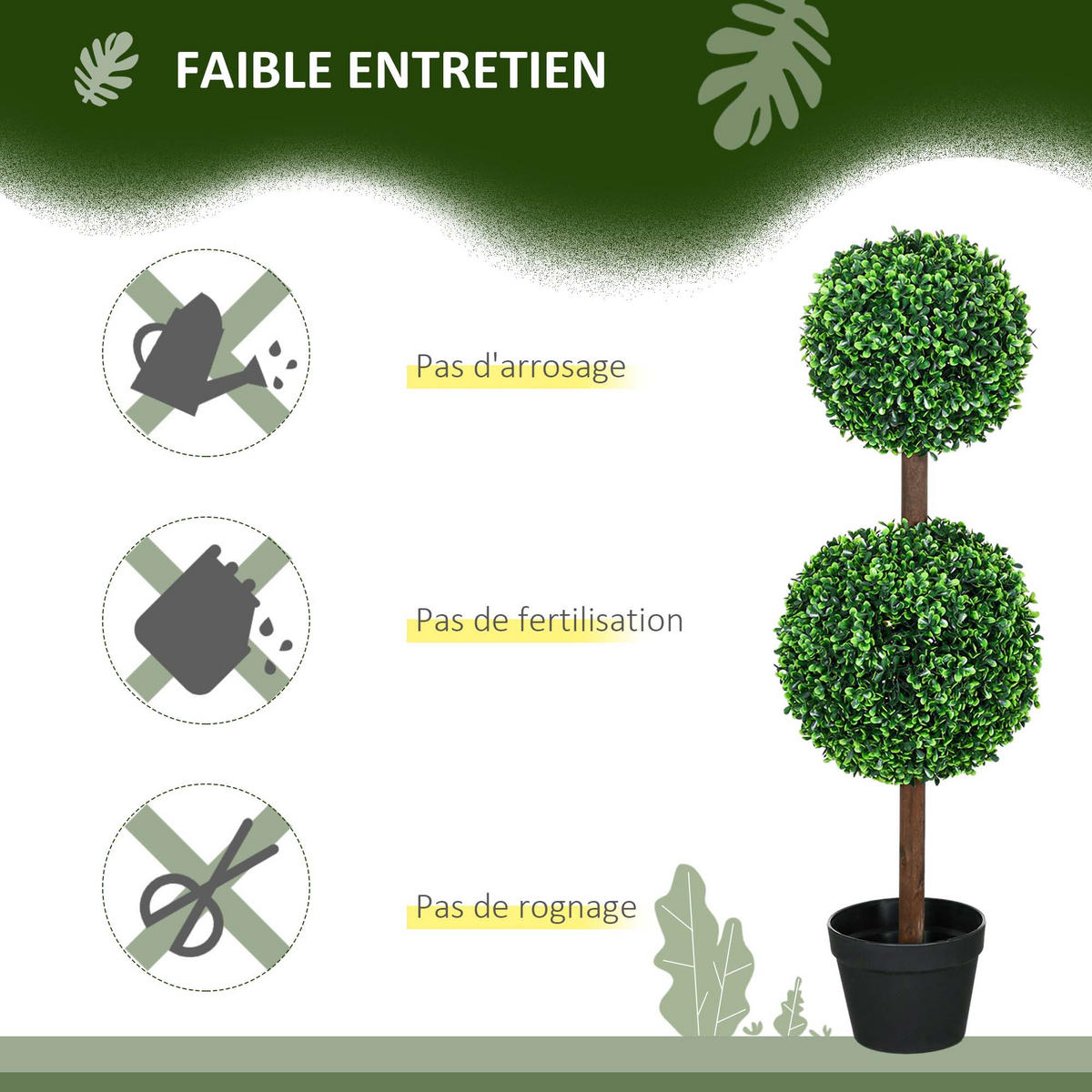 PFLANZENSET Grün Buxus-Doppelkugel realistisch mit Topf 90 cm (2er-Set) - Grün, Kunststoff (90cm) - PANGIVO