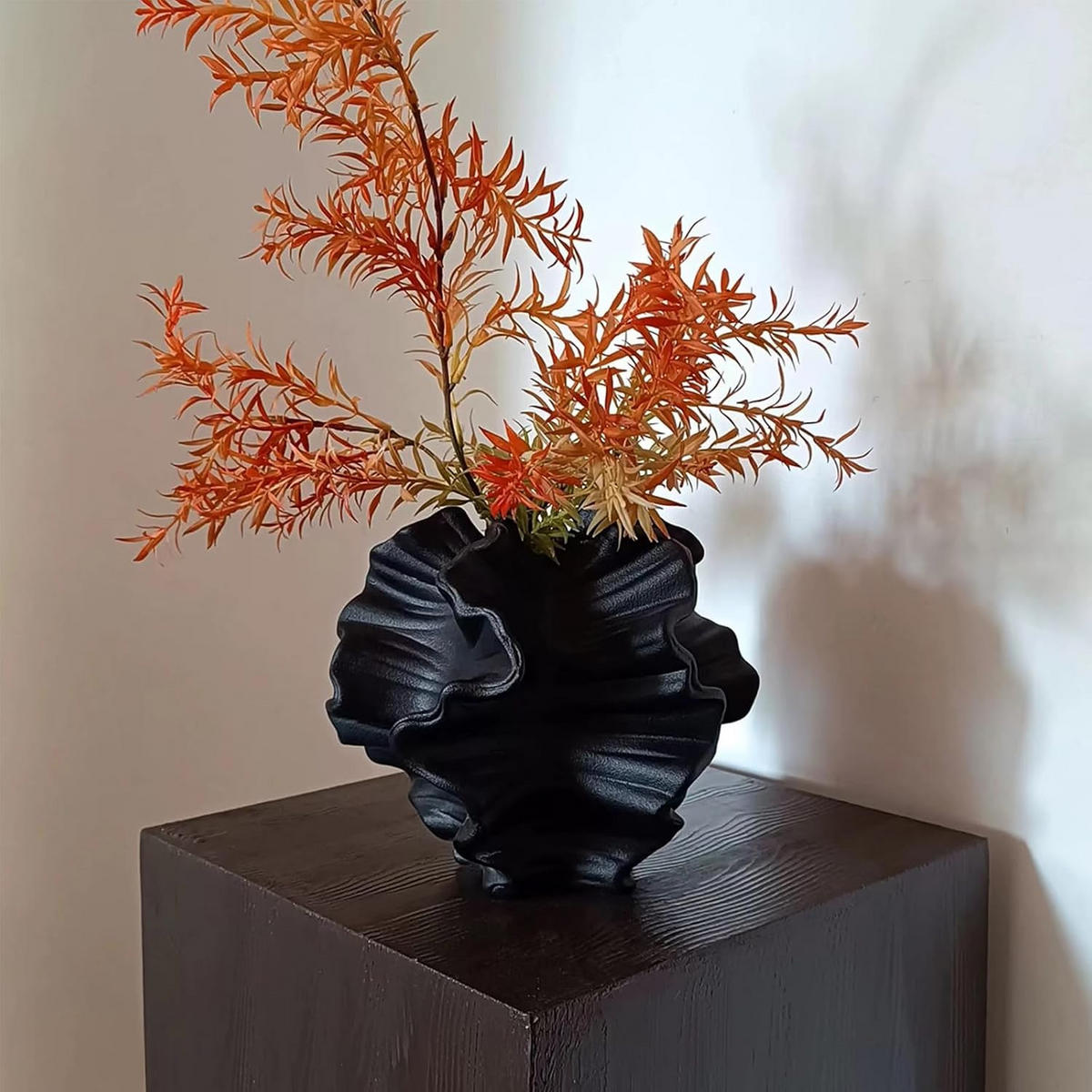 VASE 17 x 4,2 x 17 cm Keramik - Schwarz, Metall (17cm) - LIBRATON