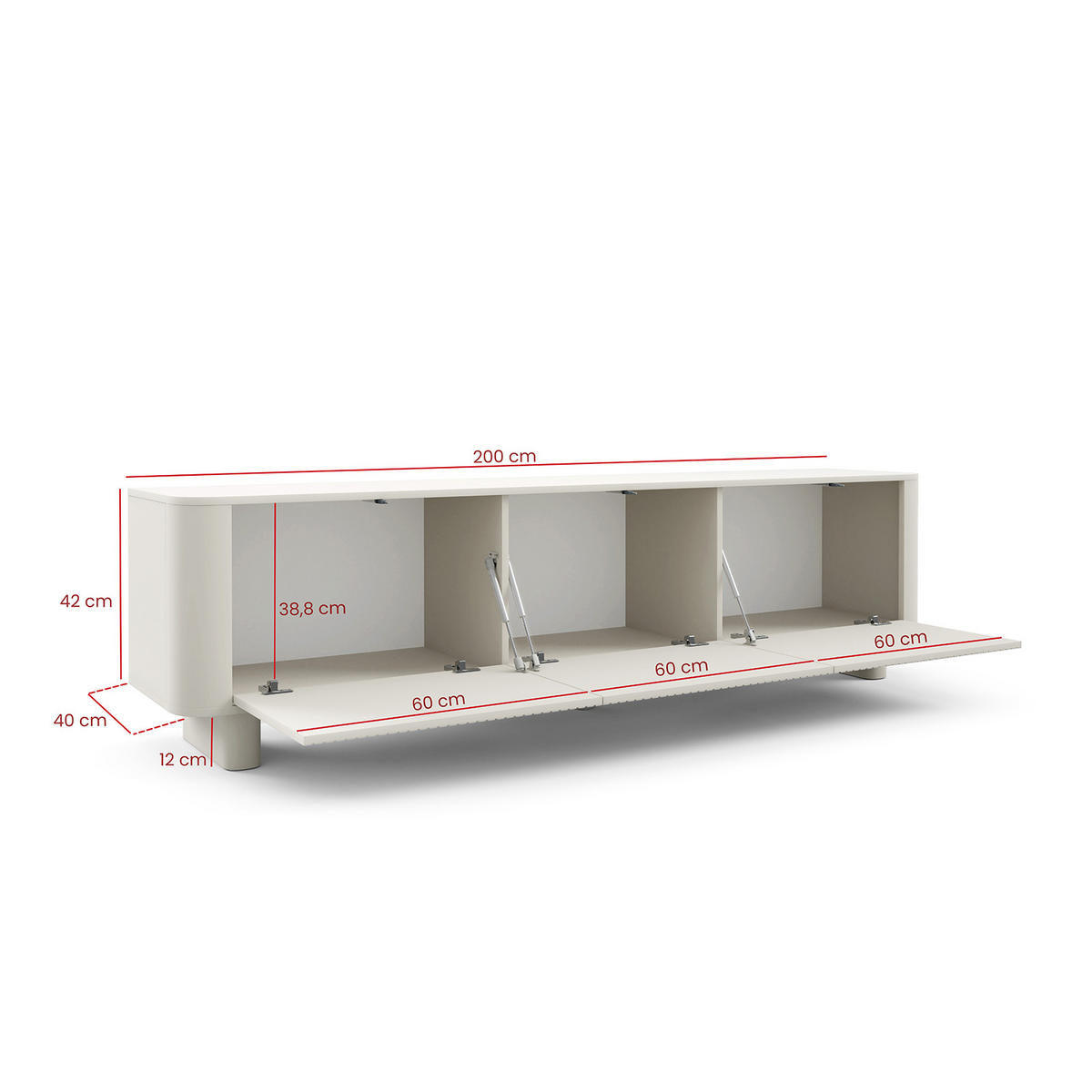 TV-SCHRANK Hängende RTV Kommode 200 cm Misterio mit Lamellen Cashmire - Beige/Creme, Holzwerkstoff (200/42/40cm) - Jerpax