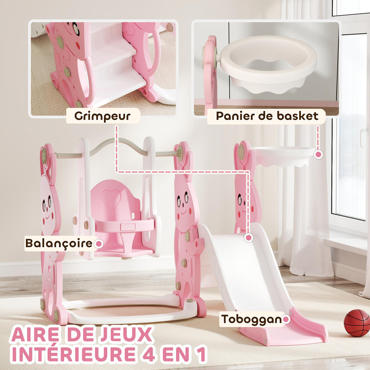 KINDERRUTSCHE DE-17979 Pink - Pink, Kunststoff (160/107/147.5cm) - ComfortXL