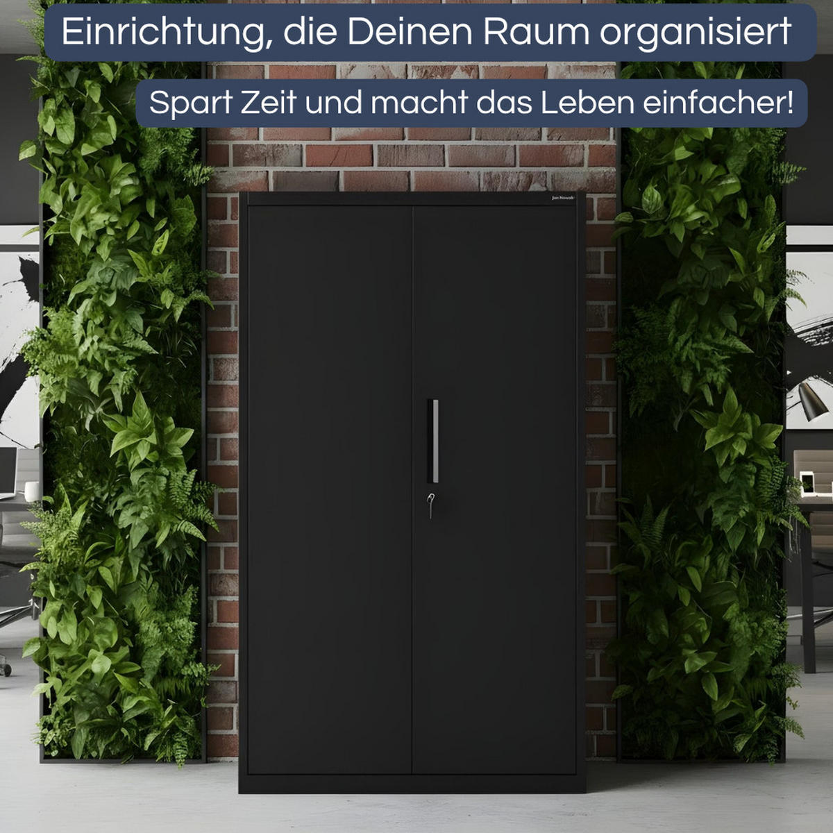 METALLSCHRANK mit Sockel MEGAN 160x90x40cm Schwarz - Schwarz, Metall (90/160/40cm) - Jan Nowak