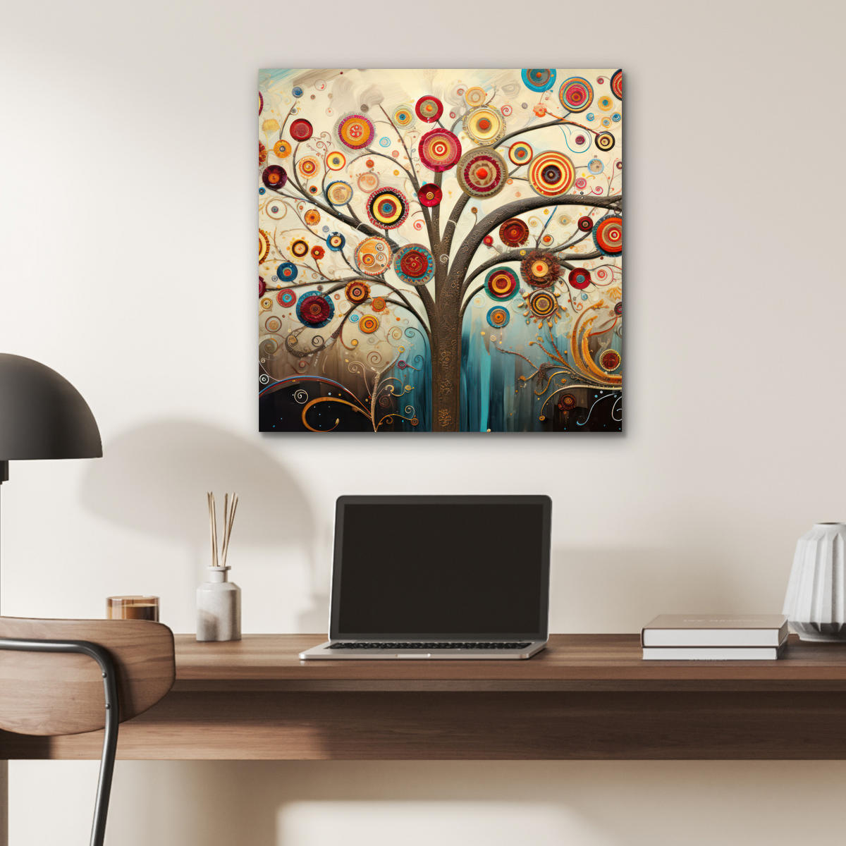 KOVOVÝ OBRAZ Strom - Strom života - Farba 50x50 cm - hnedá, kov (50/50cm) - MuchoWow