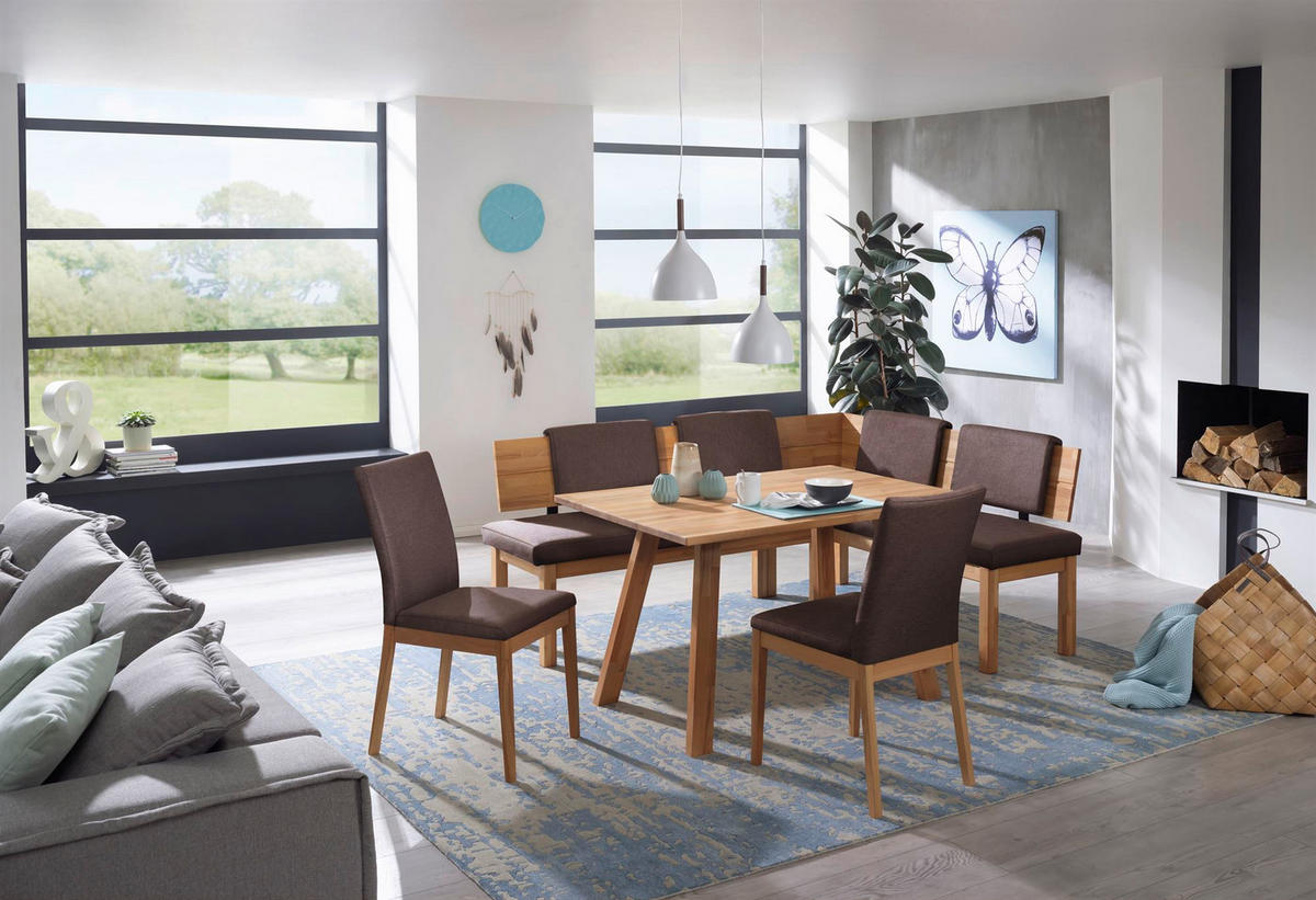 ECKBANKGRUPPE Modern Danny 2 für 7 Personen Massivholz Kernbuche/Braun - Kernbuche/Braun, Holz (194/85/155cm) - 58aufmkessel