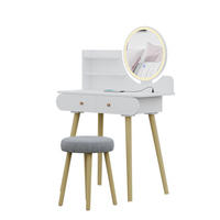 SCHMINKTISCH Edda Weiß 80 cm mit LED-Spiegel und QI-Ladestation - Weiß, Holzwerkstoff (80/121/40cm) - Vicco