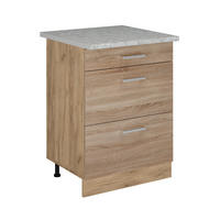 KÜCHENUNTERSCHRANK R-Line Sonoma 60 cm mit Schubladen, AP Marmor - Honigeiche/Sonoma Eiche, Holzwerkstoff (60/81.6/60cm) - Vicco
