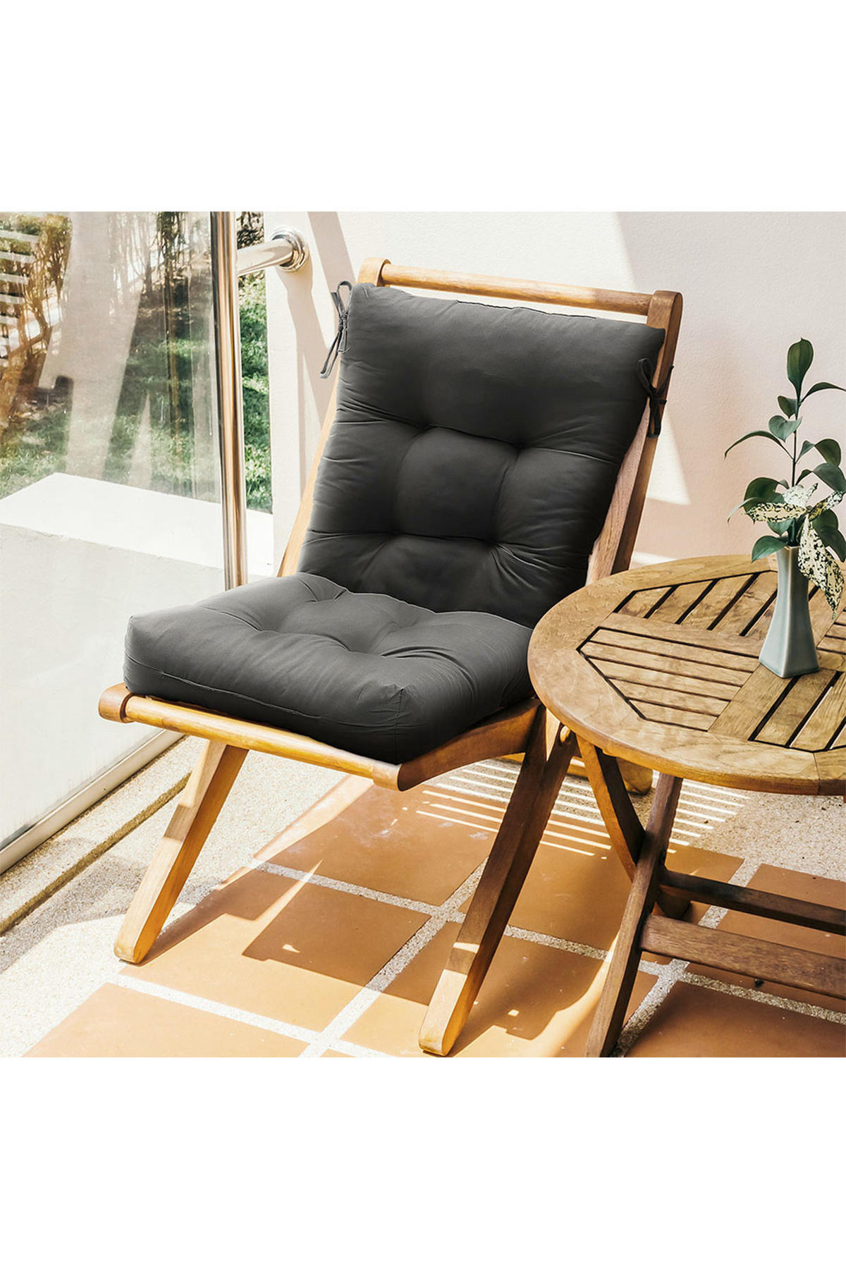 GARTENSTUHLAUFLAGE aus Polyester in Dunkelgrau mit tiefer Sitzfläche für Innen- und Außenmöbel 110 cm L x 50 cm - Dunkelgrau, Textil (50/110cm) - Livingandhome