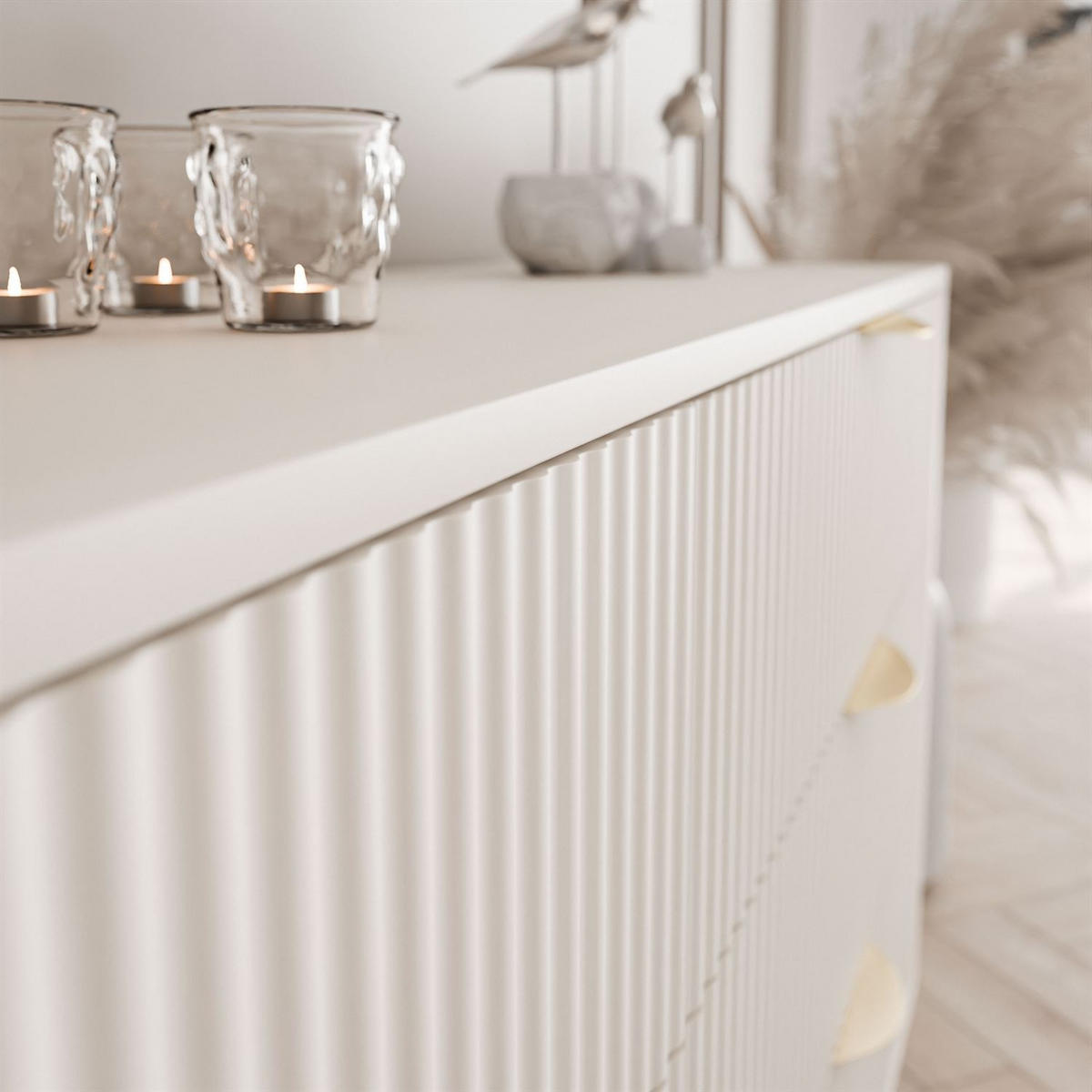 SIDEBOARD SCARLETT 138 1D3S MIT SCHUBLADEN BEIGE + GOLD - Beige, Holzwerkstoff (138/81/38cm) - Lookway