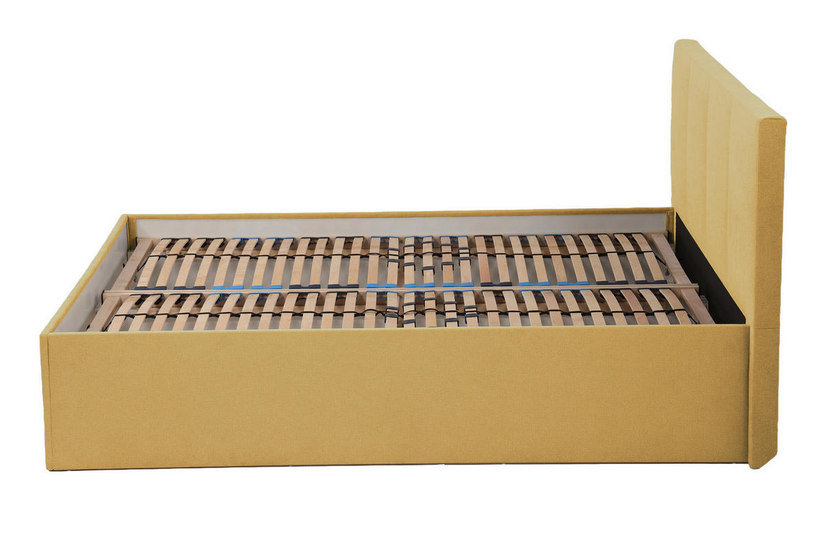 POLSTERBETT Dalas Gold 200 x 200 x 40 cm Stauraum Mit hochwertiger Matratze H2 (bis 100 kg) und Lattenrost - Goldfarben, Holz (200/200cm) - Halmon Schlafkomfort Betten 