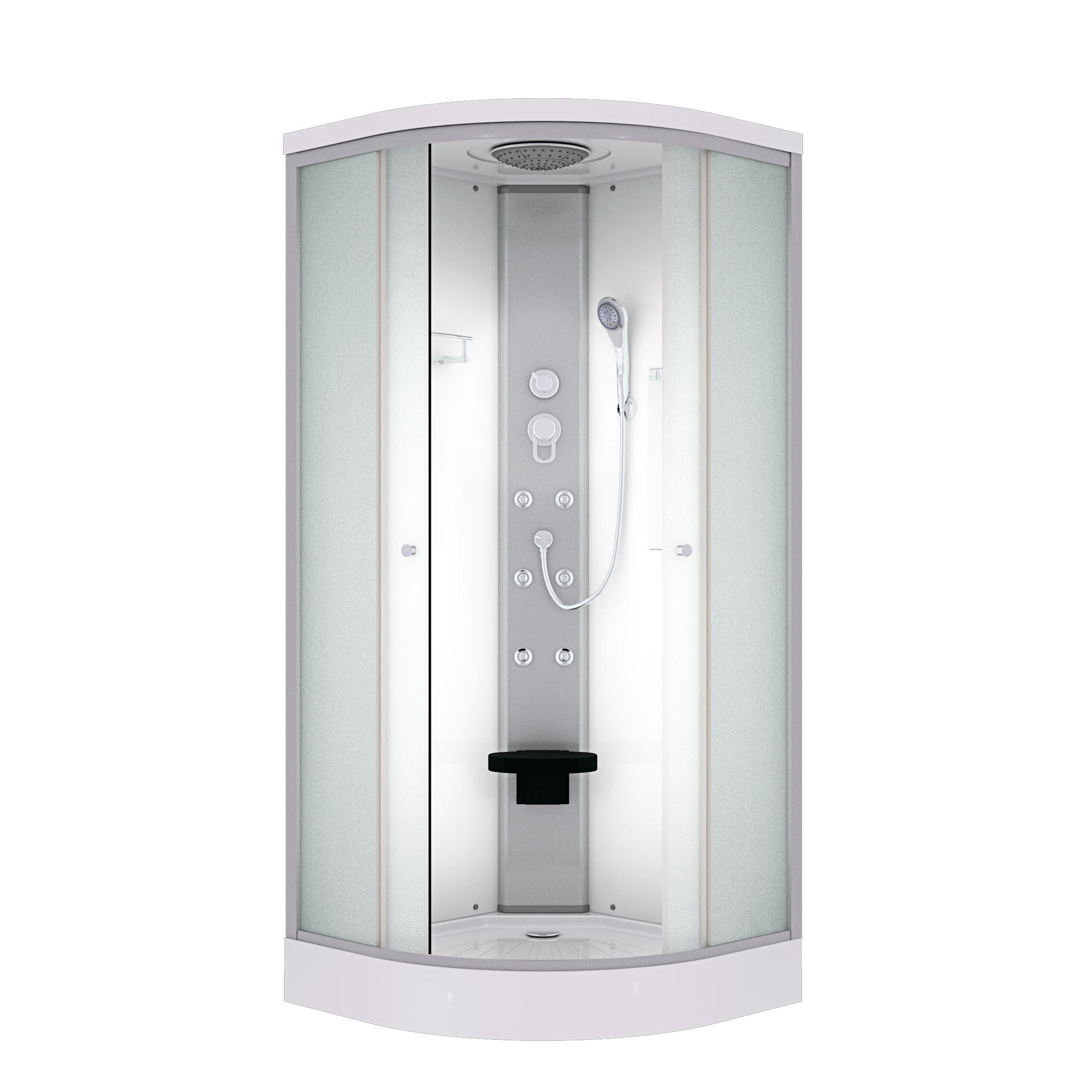 DUSCHE Fertigdusche D10-10M0 Weiß 90x90 - Weiß, Glas/Kunststoff (90/90/215cm) - AcquaVapore by Sandra Jentho