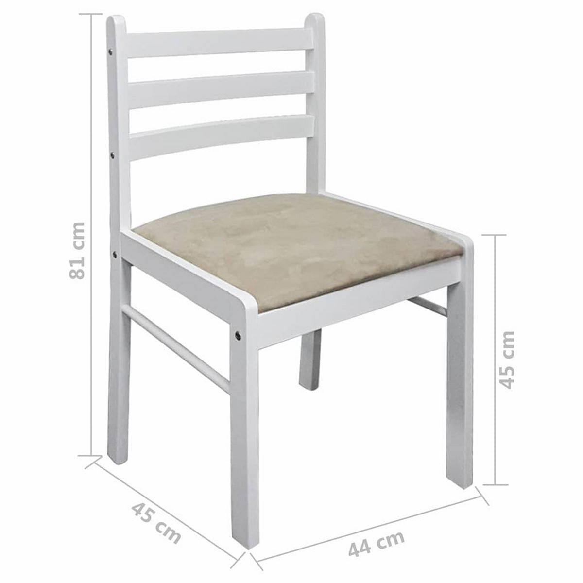 ESSZIMMERSTÜHLE 4 Stk. Weiß Massivholz Gummibaum und Samt 44*45*81cm - Weiß/Grau, Metall (44/81/45cm) - ZMH