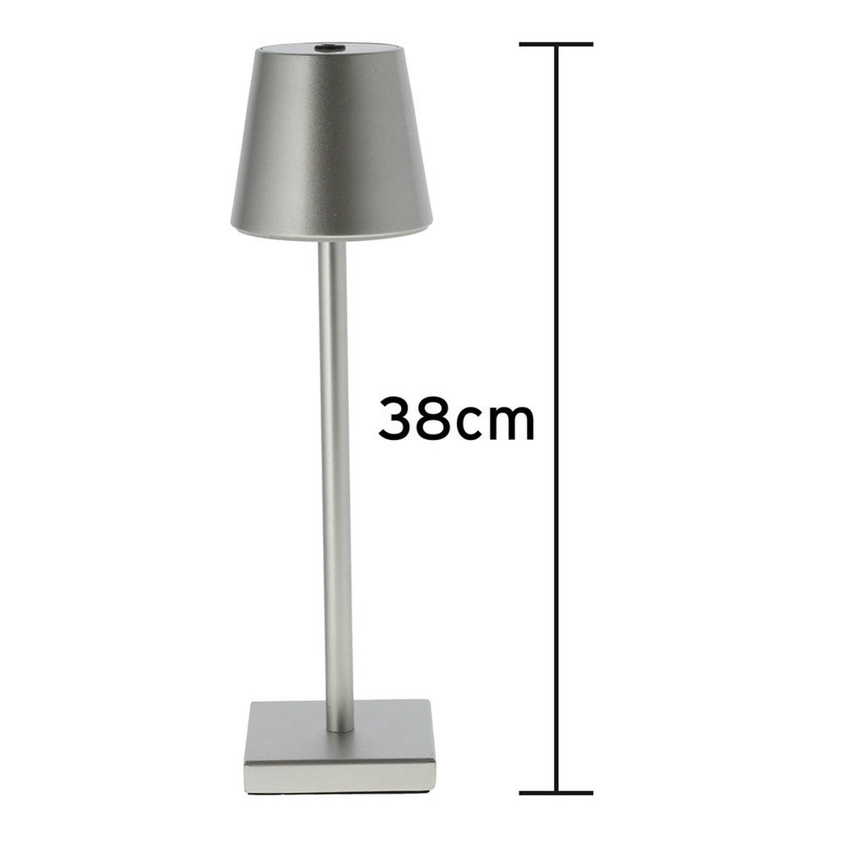 LED TISCHLEUCHTE Silber Touchdimmer Akku - Silberfarben, Metall (12/12/38cm)