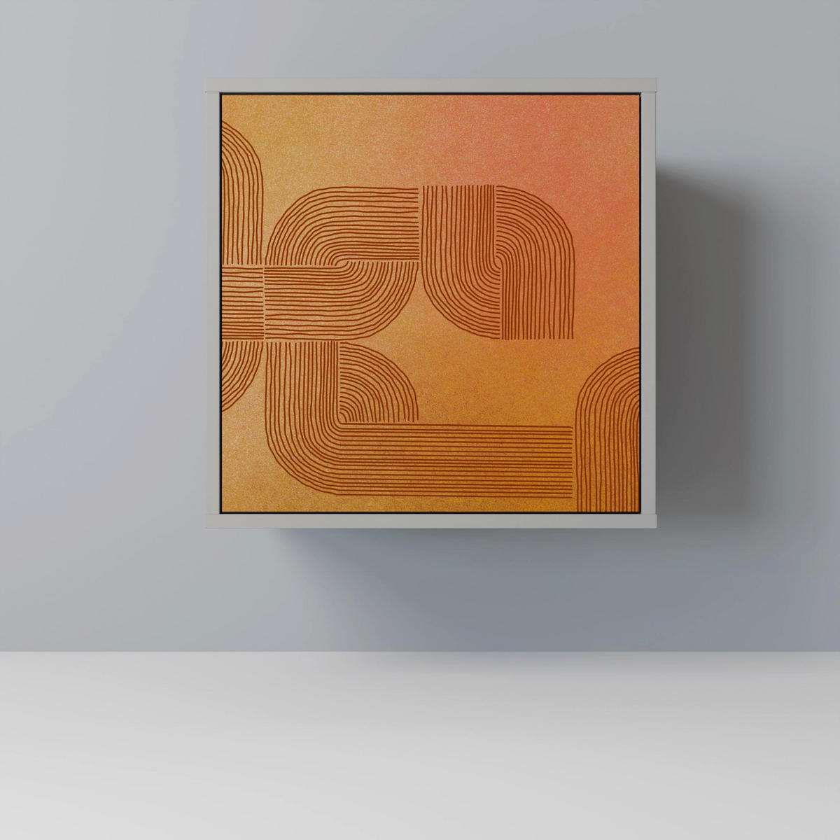 SIDEBOARD STRENGTHENING RELATION, Grau, 57,5x42x70,5 cm, Schwarze Metall-Sternfüße - Multicolor/Schwarz, Holzwerkstoff/Metall (57.5/70.5/42cm) - SpaceRebels