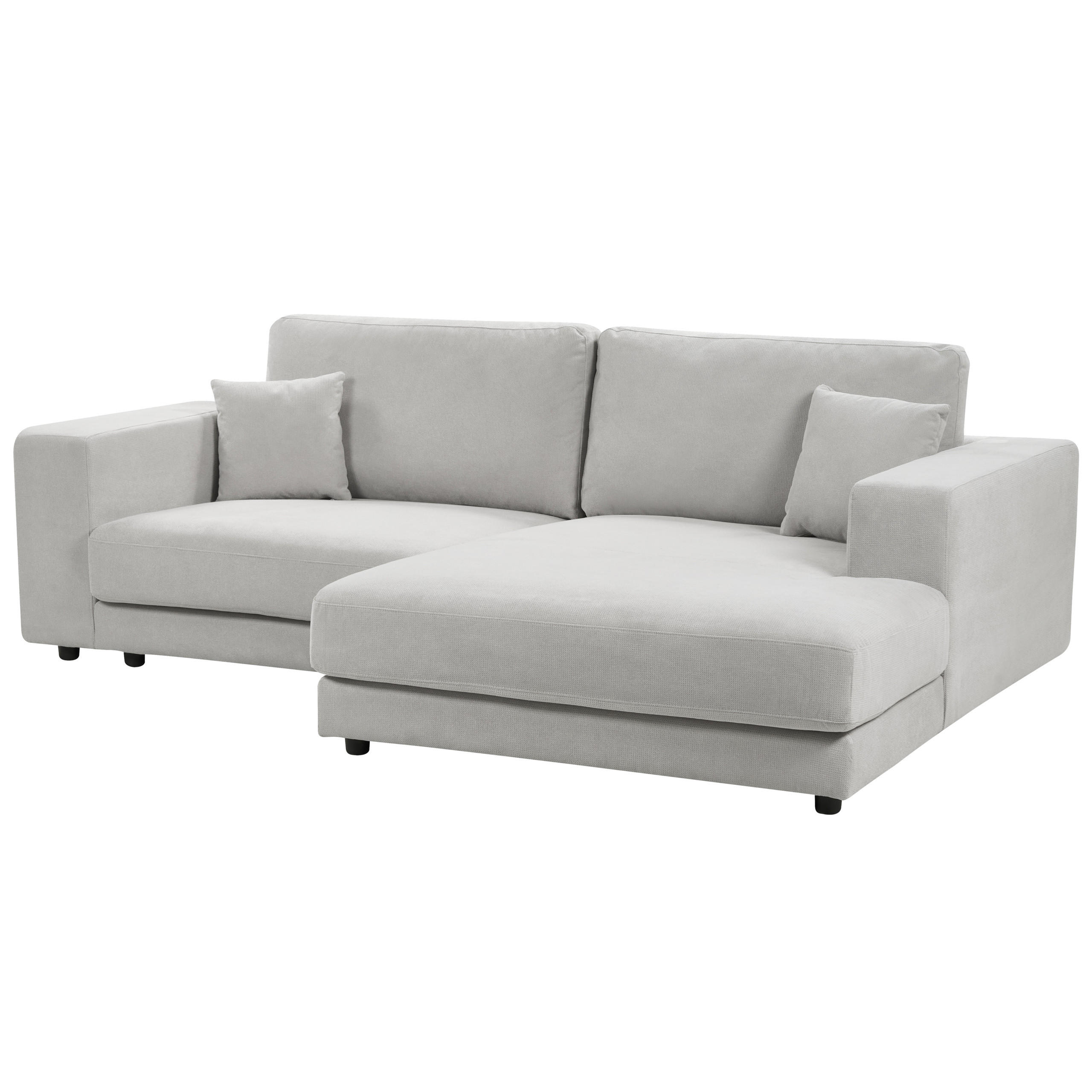 3-SITZER-ECKSOFA hellgrau rechtsseitig Lofoten - Schwarz/Grau, Textil (250/190cm) - Beliani