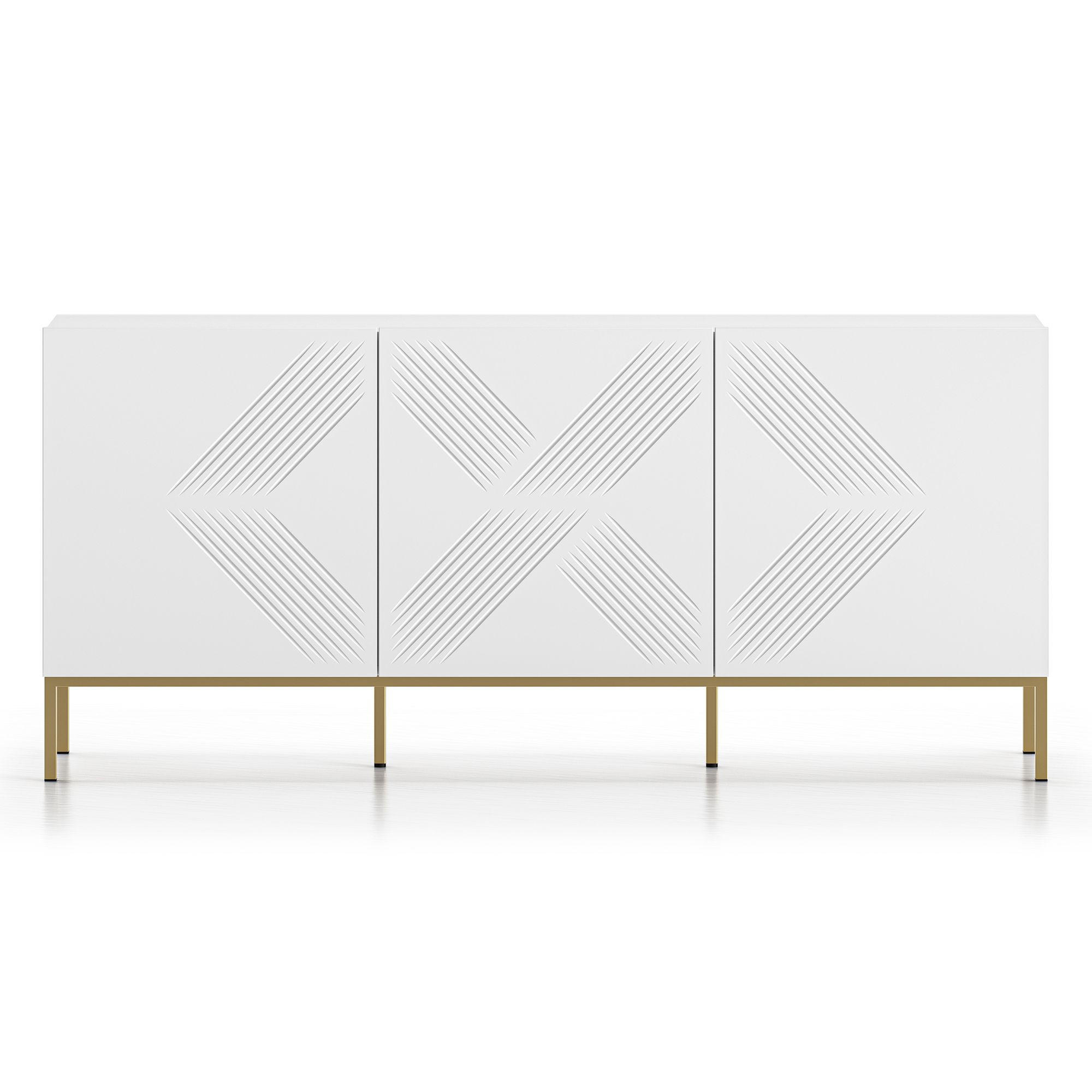 TÜRKOMMODE NEBRO,Weiß/Goldfarben - Goldfarben/Weiß, Holzwerkstoff (170/77/37cm) - KONSIMO®