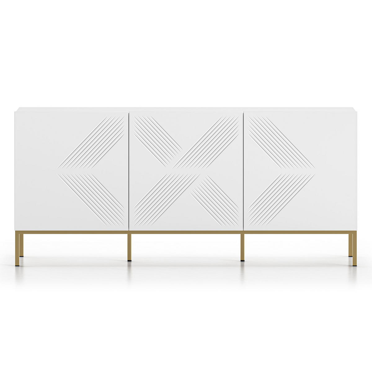 TÜRKOMMODE NEBRO,Weiß/Goldfarben - Goldfarben/Weiß, Holzwerkstoff (170/77/37cm) - KONSIMO®
