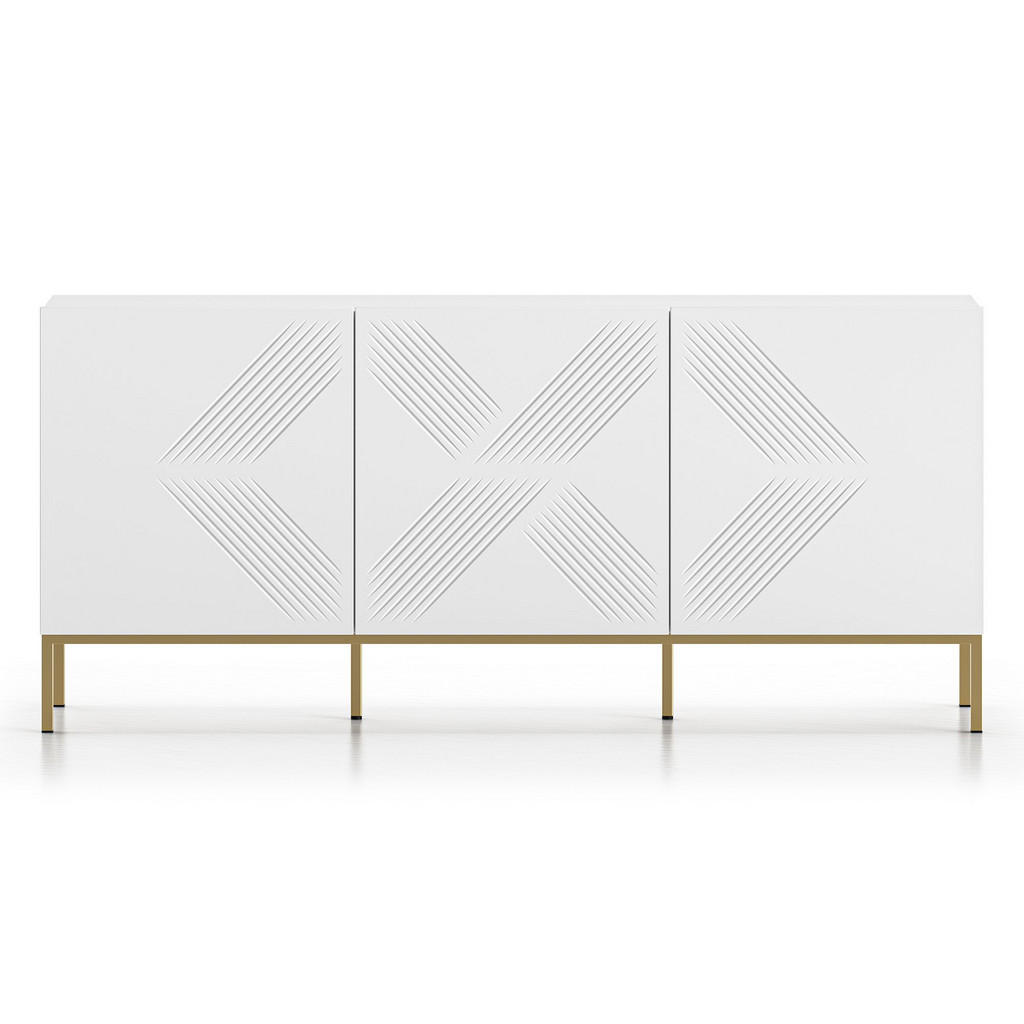 Thumbnail - Konsimo® Türkommode, Weiß, Gold, Holzwerkstoff, 170x77x37 cm, Wohnzimmer, Kommoden & Sideboards, Kommoden