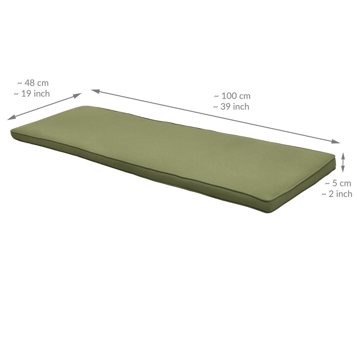 BANKAUFLAGE Loft BK 100x48x5cm Olivgrün - Olivgrün, Textil (48/100cm) - Beautissu 