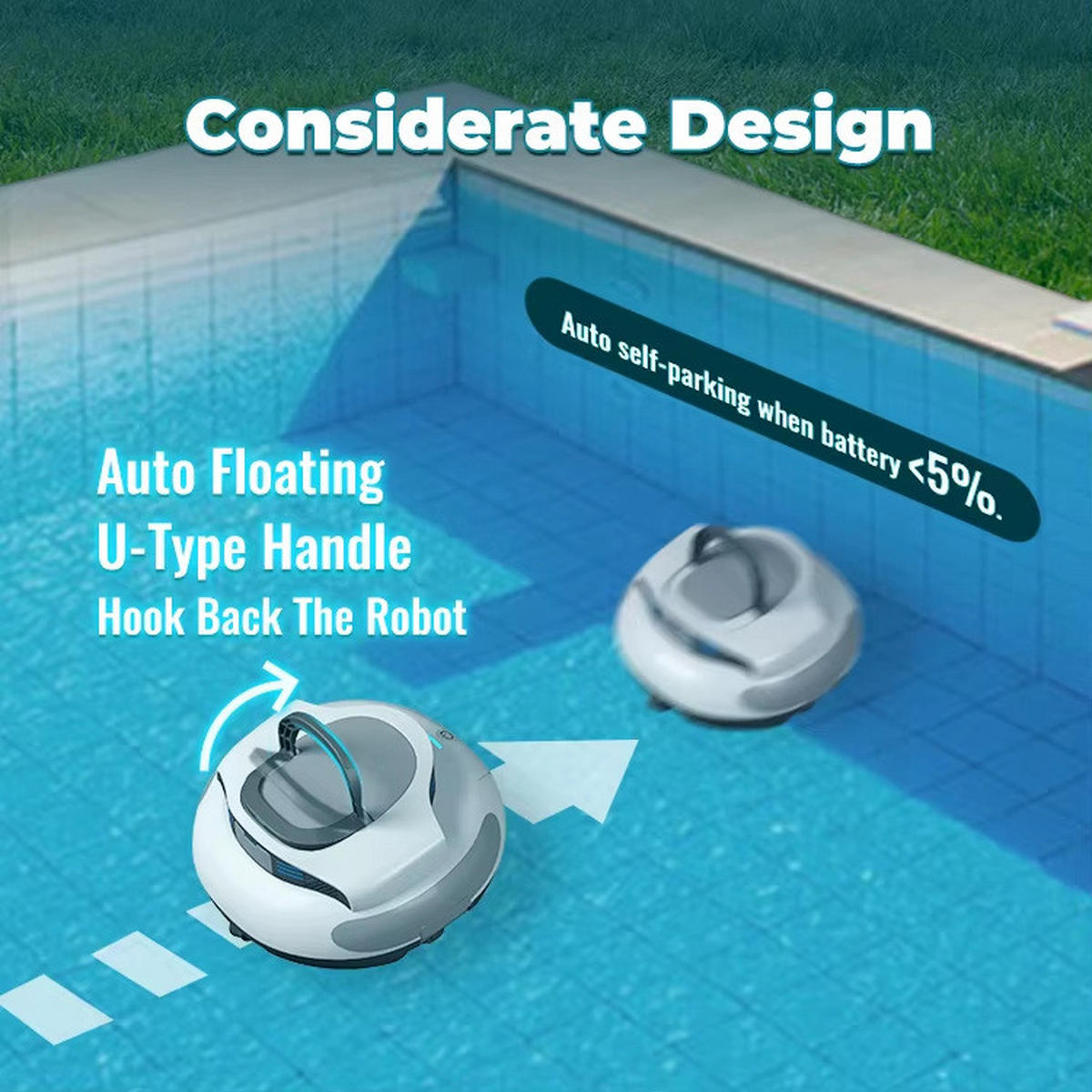 POOLROBOTER, Geeignet Für Flächen Unter 92 m² (EU-Stecker) - Weiß, Kunststoff (20.3/37.5/37.5cm) - Authentics