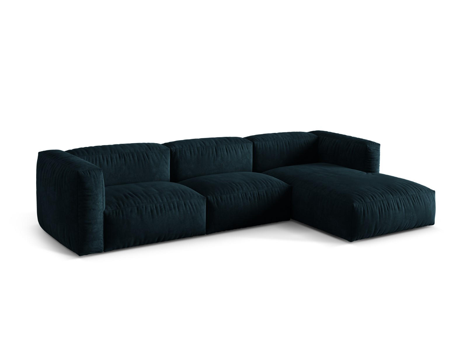 ECKSOFA modular rechts Martina aus Samt dunkel petrol 3 Sitzplätze - Petrol, Textil (176/332cm) - Micadoni