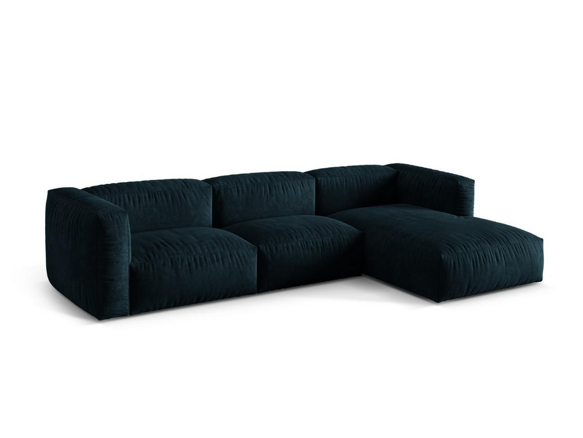 ECKSOFA modular rechts Martina aus Samt dunkel petrol 3 Sitzplätze - Petrol, Textil (176/332cm) - Micadoni