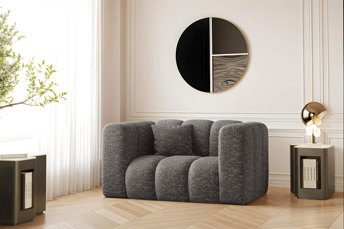 SESSEL Sofa Grand modular stoff Haga Graphit - Dunkelgrau, Holz (137/70/89cm) - Kaiser Möbel