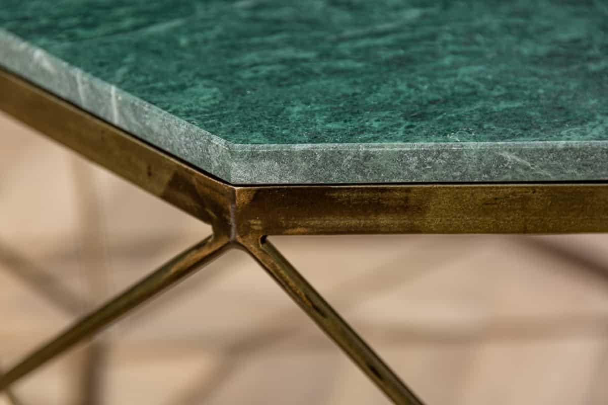 COUCHTISCH DIAMOND Eisen|Marmor rechteckig Grün 70cm - Braun/Grün, Stein/Metall (70/70/38cm) - riess-ambiente