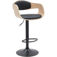 BARHOCKER Lederlook Natura/Schwarz - Schwarz, Textil/Metall (48/87/50cm) - CLP