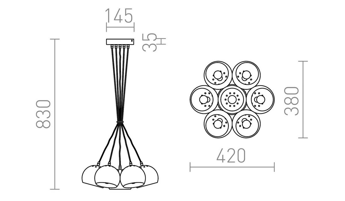 PENDELLEUCHTE ASTROMET VII Chrom 77 W - Chromfarben, Metall (30/30/120cm) - Rendl