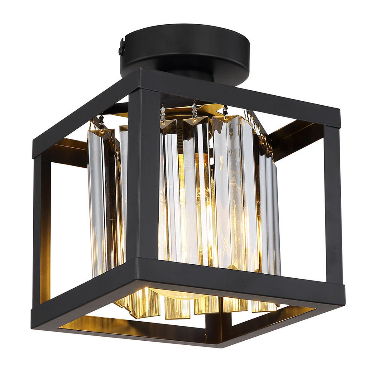 LED DECKENLEUCHTE MATHILDE Schwarz Glaskristall - Schwarz, Glas (17/17/21cm) - Globo Lighting