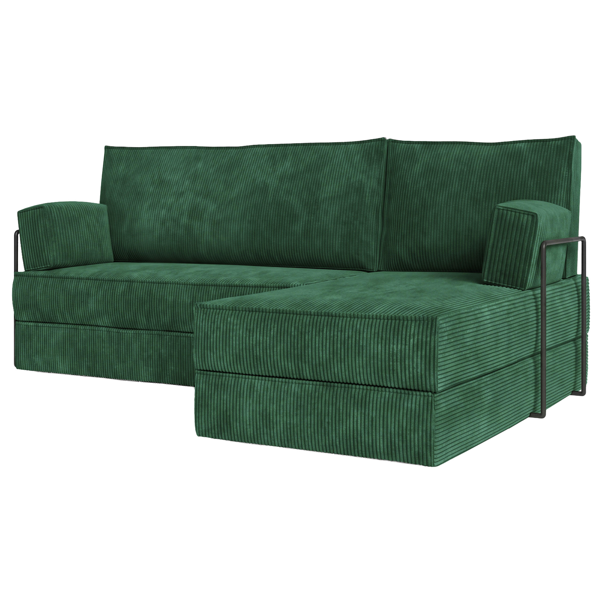 ECKSOFA NOTIA modulares Boneless Sofa mit Schlaffunktion Grün Kordstoff - Grün, Textil (200/120cm) - MASSENO