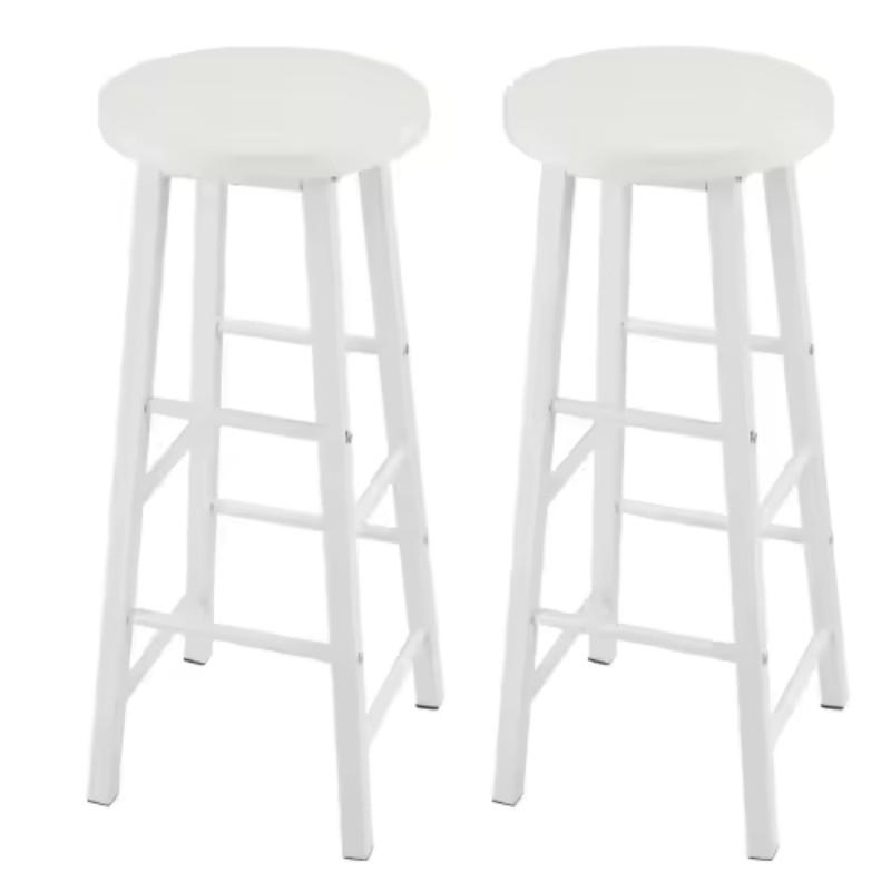 BARHOCKER 2er-Set Weiß mit Fußstütze und Metallgestell - Weiß, Holzwerkstoff (30/71/30cm) - PANGIVO