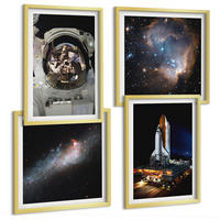 BILDER SET 4er Set - 50x50 cm & 40x60 cm Goldrahmen - Astronauten landen auf dem Mond - Goldfarben, Kunststoff (50/50cm) - TULUP