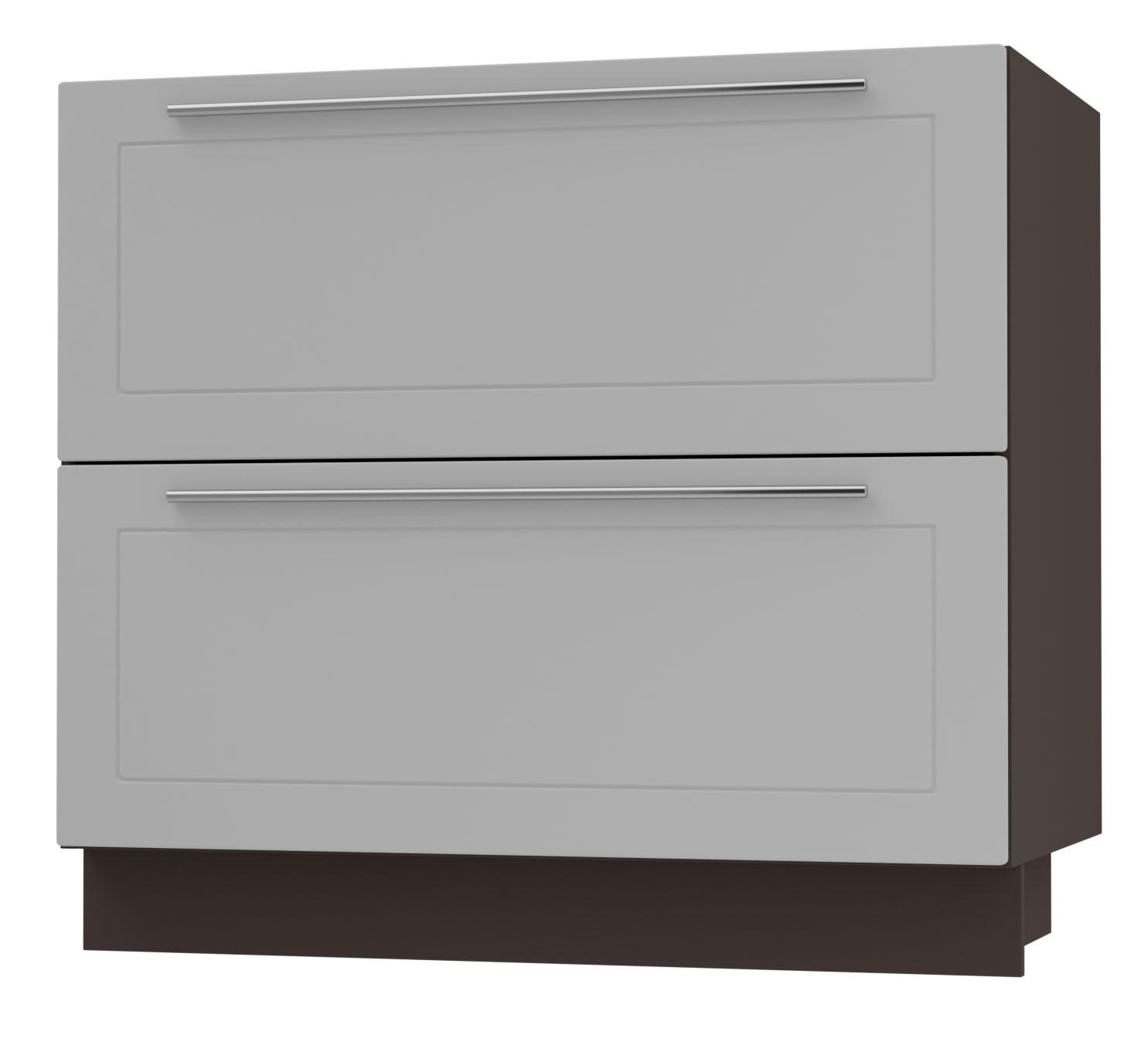 SCHUBLADENUNTERSCHRANK Bari D2/90 Lava / RAL 7040 fenstergrau 90 / 50 / 82cm REJS Vollauszug - Dunkelgrau/Grau, Holz/Holzwerkstoff (90/82/50cm) - Feldmann-Wohnen