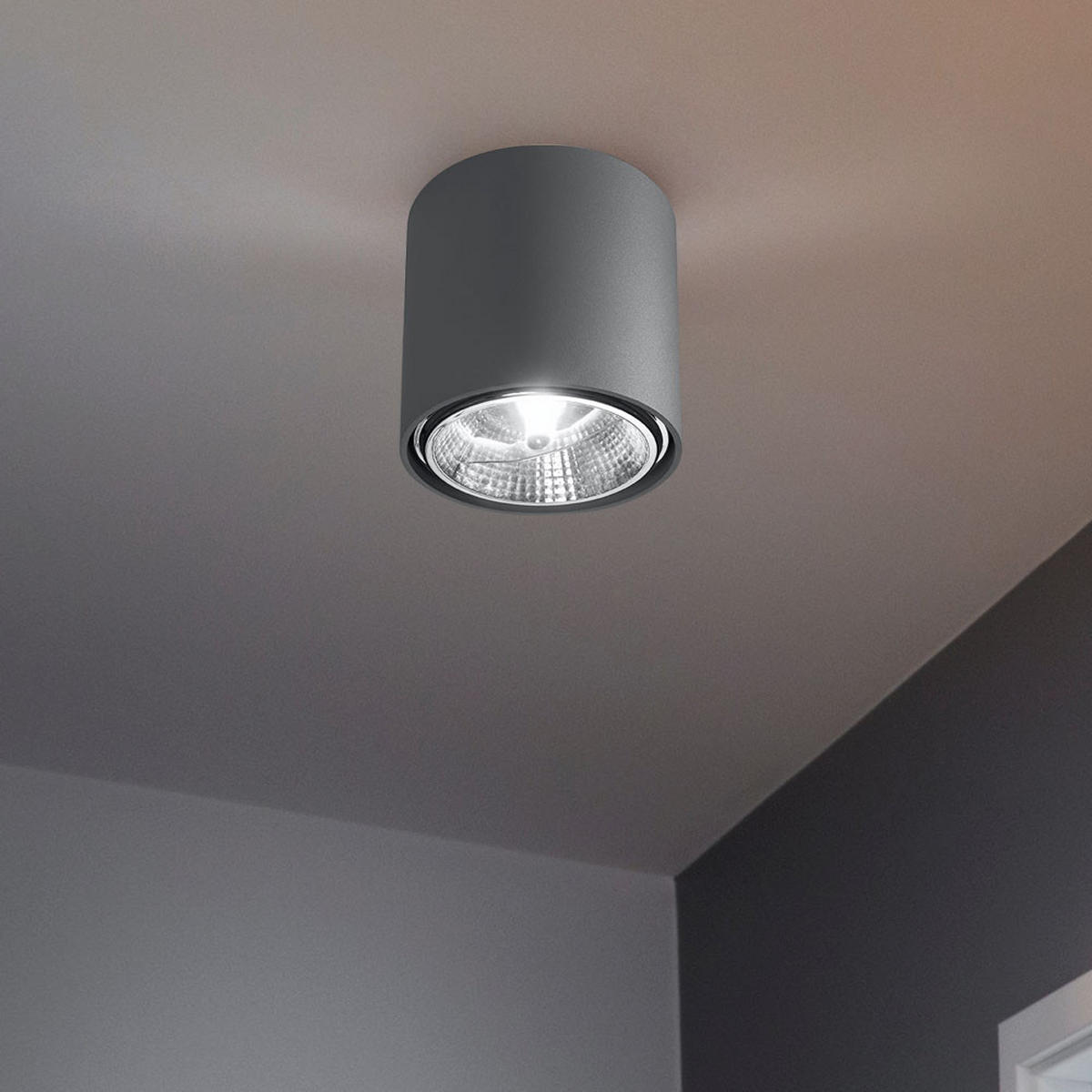 LED DECKENLEUCHTE Kunststoff Weiß - Grau, Metall (12/12/11cm)