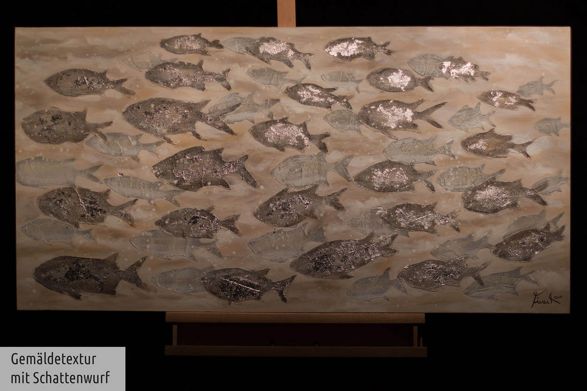 ACRYLBILD HANDGEMALT 120/60 cm - Beige/Grau, Holz/Textil (120/60cm) - KUNSTLOFT