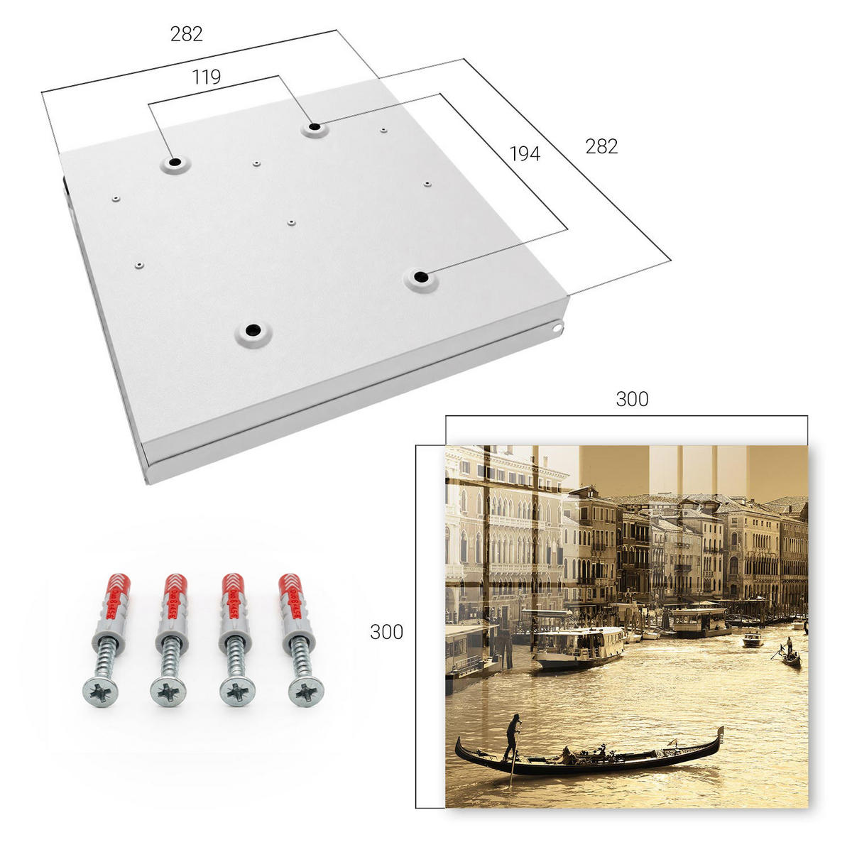 SCHLÜSSELBOX Weiß 30x30 cm – Türöffnung nach rechts - Urbaner Charme - Gelb, Metall (30/30/5cm) - TULUP