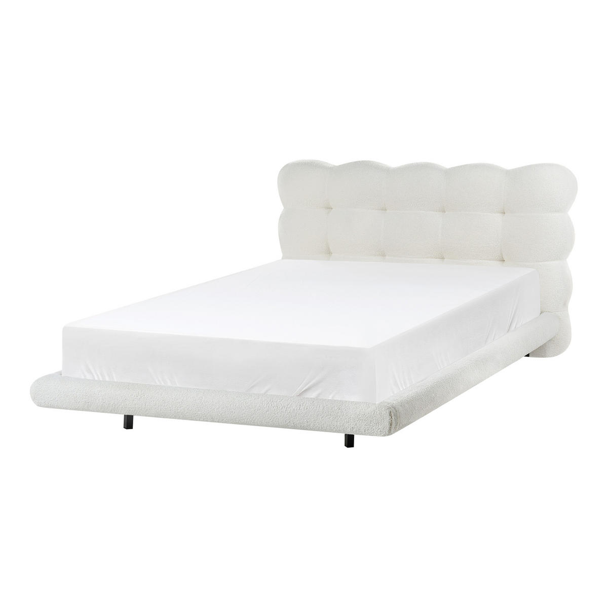 BETT mit Lattenrost 120/200 Bouclé Cremeweiß Soulisse - Creme, Textil (120/200cm) - Beliani